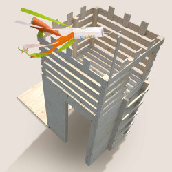 Casita de juegos de madera para niños y adolescentes con muro de escalada - Knight