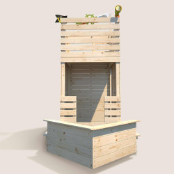 Casita de madera con arenero de barco pirata para niños - Pirata