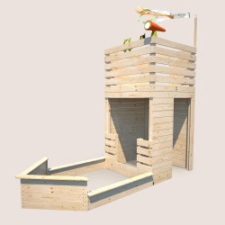 Casita de madera con arenero de barco pirata para niños - Pirata