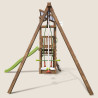 Zona de juegos FUNNY Swing & Climbing 120 de 2 torres con columpios y pared de escalada.