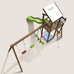 Zona de juegos infantiles con 2 torres, columpios y arenero - FUNNY Swing 150