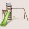 Zona de juegos infantiles con 2 torres, columpios y rocódromo - FUNNY Swing & Climbing 150
