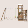 Zona de juegos infantiles con 2 torres, columpios y rocódromo - FUNNY Swing & Climbing 150