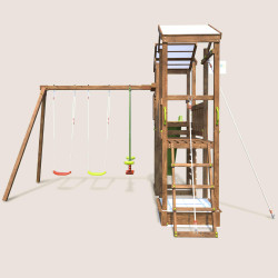 Parque infantil con 2 torres, columpios y muro de escalada - FUNNY Big Climbing