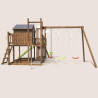 Casita de juegos para niños con muro de escalada y cuerda - COTTAGE CRAZY