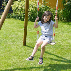 Columpio individual de madera en color natural - Accesorio para columpios de 3 m a 3,5 m - Para niños de 3 a 12 años - Imagen am