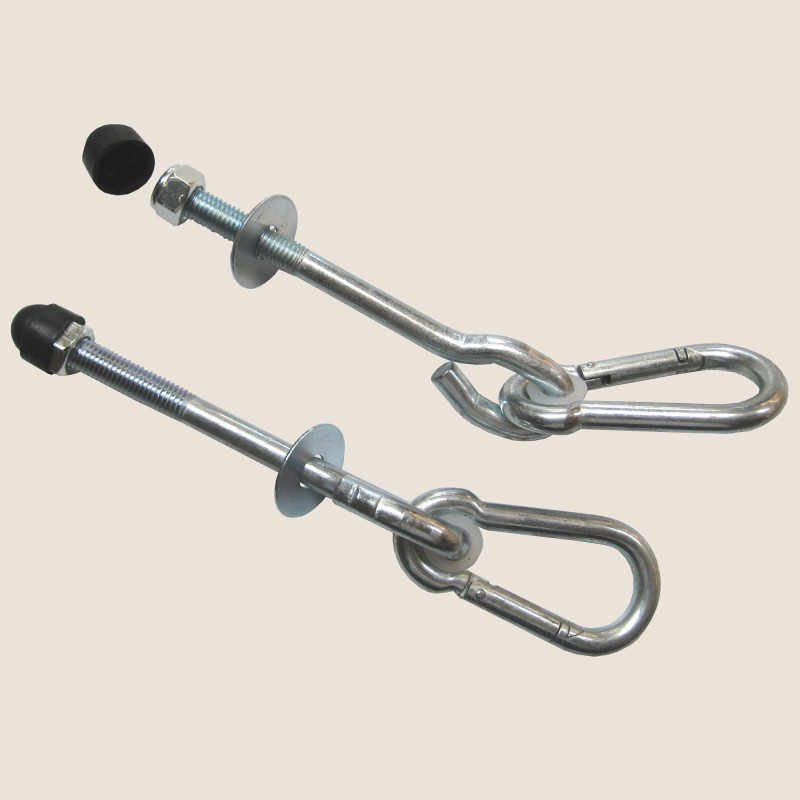 Lote de 2 ganchos de acero con mosquetón para pórtico - Soulet - Para viga de Ø 100 mm