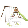 copy of Portique en bois avec plateforme 3 agrès et toboggan - Violette