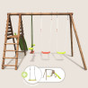 copy of Portique en bois avec plateforme 3 agrès et toboggan - Violette