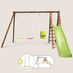 Estación de madera tratada para niños, 3 aparatos y tobogán - ANKARA