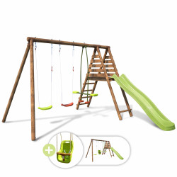 Station en bois avec portique, balançoire et 4 agrès - Jonquille