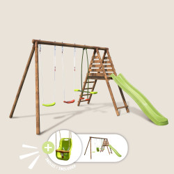 Station en bois avec portique, balançoire et 4 agrès - Jonquille
