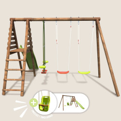 Estación de madera con columpio, columpio y 4 piezas de equipamiento - Jonquille