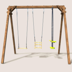 Columpio cuadrado de madera, Objectif Nature 3 equipamientos - Pierre