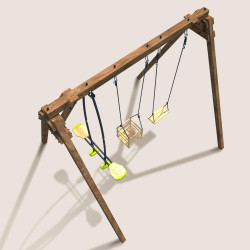 Columpio cuadrado de madera, Objectif Nature 3 equipamientos - Pierre