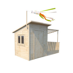 Casita de juegos de madera con pérgola para niños - Santa Bárbara