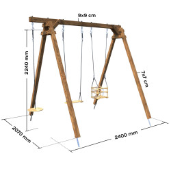Columpio cuadrado de madera, Objectif Nature 3 equipamientos - Ulysse