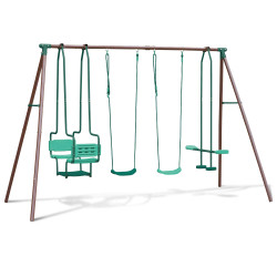 Columpio de acero con 4 accesorios marrones y verdes - Malo