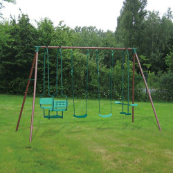 Columpio de acero con 4 accesorios marrones y verdes - Malo