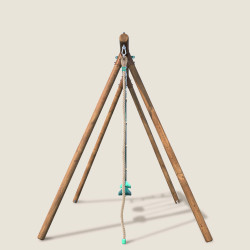 Columpio de madera con cuerda y escalera, 4 accesorios - Ernest