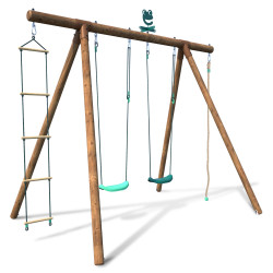 Columpio de madera con cuerda y escalera, 4 accesorios - Ernest
