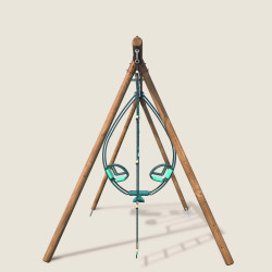 Columpio de madera tratada con 3 elementos de juego y escalera - Juliette