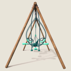 Columpio de madera con 4 juegos - de 6 meses a 12 años - 6 niños - Suzanne