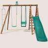 Estación de columpio de madera de 3 piezas con escalera y tobogán - Lavanda