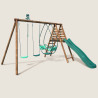 Estructura de juego de madera con columpio, columpio y 3 elementos de juego - Narcisse