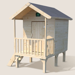 Cabaña de madera sobre pilotes con toldo para niños - Canguro