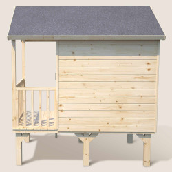 Cabaña de madera sobre pilotes con toldo para niños - Canguro