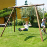 Columpio de madera con cuerda y escalera, 4 accesorios - Ernest