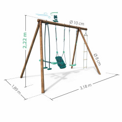 Columpio de madera Suzon para niños con 4 herramientas de gimnasia