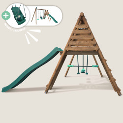 Estación de madera con columpio, columpio y 4 piezas de equipamiento - Jonquille