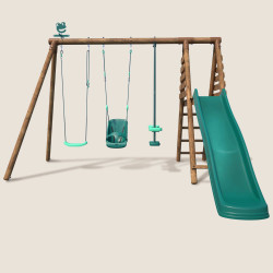 Estación de madera con columpio de 3 piezas y columpio - Tulipán