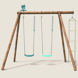 Columpio de madera con escalera y columpio de 3 piezas - Arthur