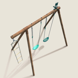 Columpio de madera con escalera y columpio de 3 piezas - Arthur