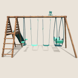 Parque infantil con columpios y tobogán de madera - Jacinthe