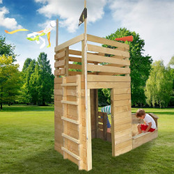 Casita de juegos de madera con arenero de barco pirata para niños - Pirata