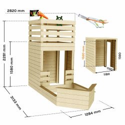 Casita de juegos de madera con arenero de barco pirata para niños - Pirata