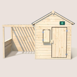 Cabaña de madera con pérgola para niños - Alpaca