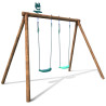 Columpio de madera tratada con 2 piezas de equipamiento - Alizee
