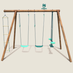 Grand portique en bois pour enfant 4 agrès - Gabin