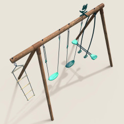 Grand portique en bois pour enfant 4 agrès - Gabin