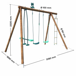 Grand portique en bois pour enfant 4 agrès - Gabin