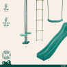 Columpio infantil de madera tratada con 3 piezas y tobogán H1m95 - Mulberry