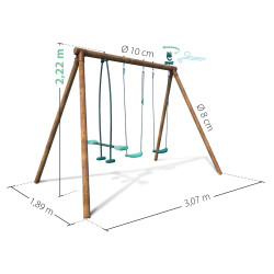 Columpio de madera con cara a cara y 2 columpios – Polo