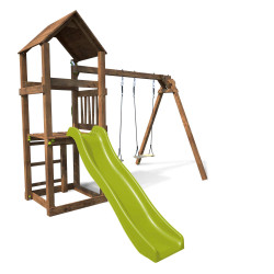 Parque infantil de madera con columpio y tobogán – Noumea