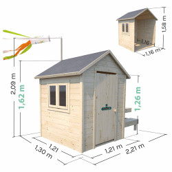 Cabaña de madera con mesa para niños – Tiana