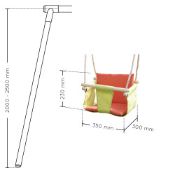 Silla de bebé de poliéster y madera, 35x30x23cm
